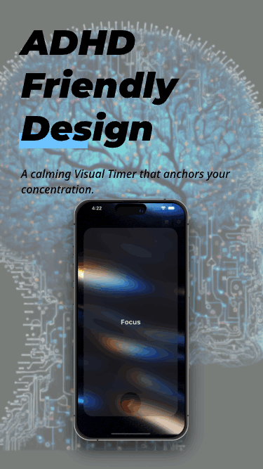 Focus One pomodoro timer with visual focus anchor