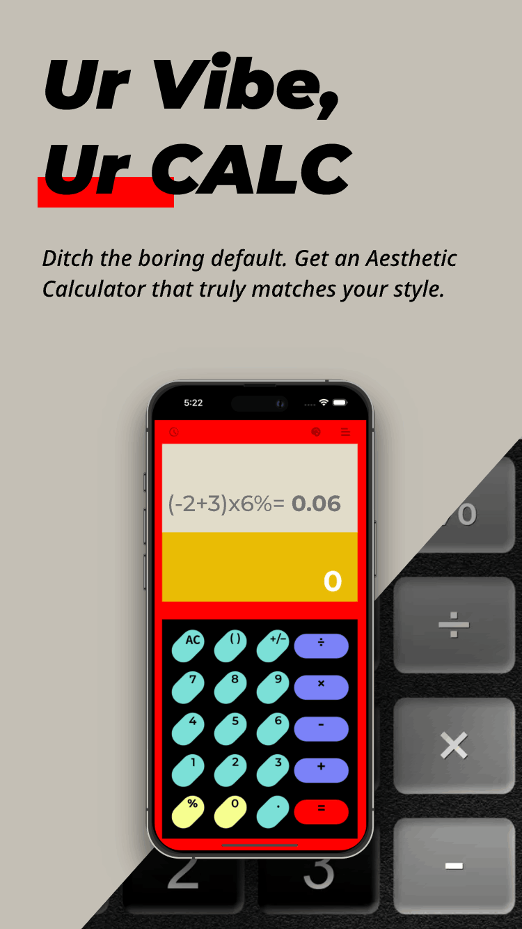 Aesthetic Calculator designer themes and skins